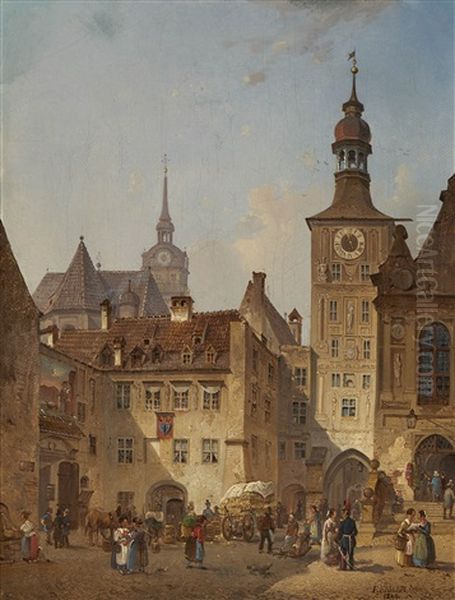 Munchen - Blick Vom Tal Auf Den Alten Rathausturm Oil Painting by Friedrich Eibner