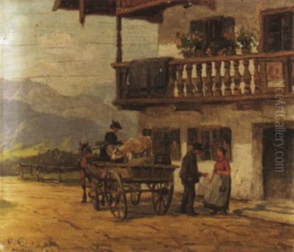 Vor Dem Wirtshaus Oil Painting by Peter Eichhorn