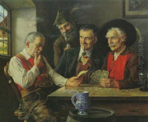 Die Nachste Karte Entscheidet Oil Painting by Erwin Eichinger