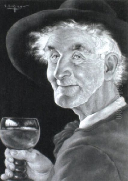 A Glass Of Wine Oil Painting by Erwin Eichinger