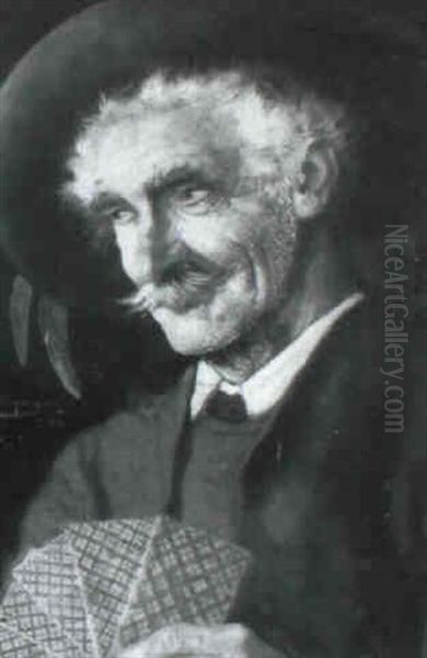 Alter Mann Beim Kartenspiel Oil Painting by Erwin Eichinger