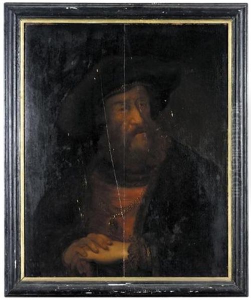 Portrait Of A Man (+ Portrait Of A Man With A Turban; 2 Works) Oil Painting by Johann Conrad Eichler