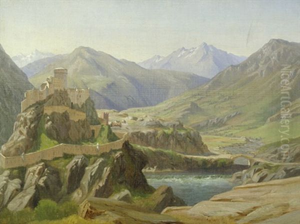 Ansicht Eines Karthager Schlosses In Den Pyrenaen (2 Works) Oil Painting by Eiler Rasmussen Eilersen