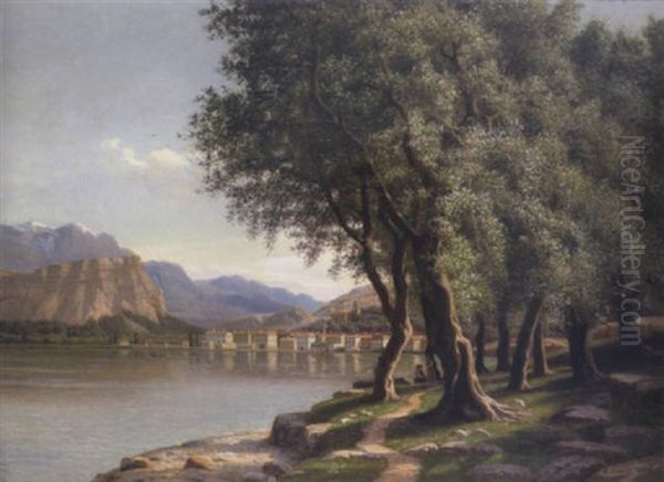 Ansicht Von Torbole Am Gardasee Oil Painting by Eiler Rasmussen Eilersen