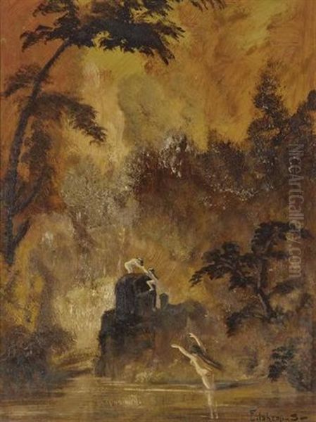 Bathers At A Secluded Lake Oil Painting by Louis Michel Eilshemius