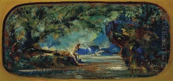 Woman In A Wooded Dell Oil Painting by Louis Michel Eilshemius