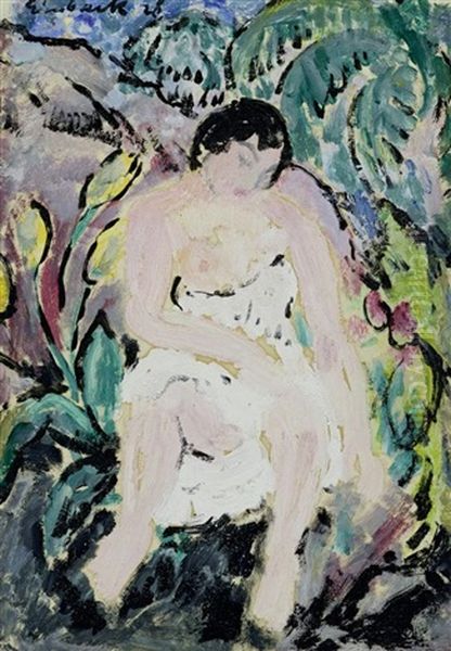 Frauenakt Im Garten Oil Painting by Georg Einbeck