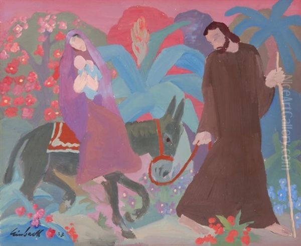 Flucht Nach Agypten Oil Painting by Georg Einbeck