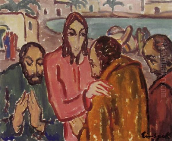 Christus Wirbt Die Fischer An Oil Painting by Georg Einbeck