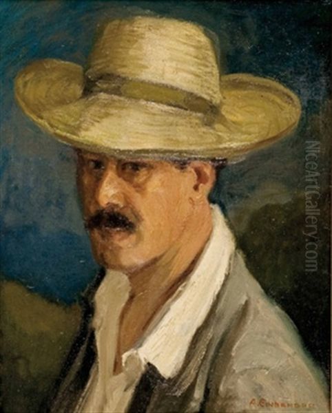 Bildnis Eines Herren Mit Sommerhut Oil Painting by Andreas Einberger