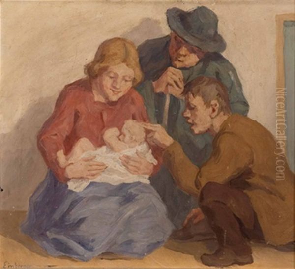 Familiengluck Oil Painting by Andreas Einberger