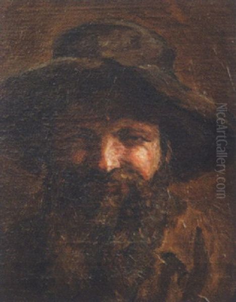 Kopf Eines Lachenden Bartigen Tirolers Mit Hut Oil Painting by Andreas Einberger