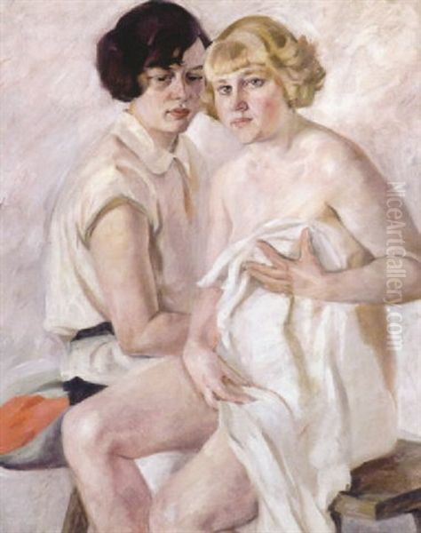 Zwei Schwestern Oil Painting by Andreas Einberger