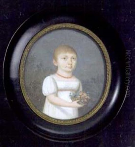 Portrat Eines Madchens Mit Blumenkorb Oil Painting by Joseph Einsle