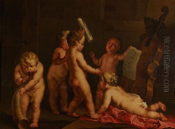 Allegorie De La Peinture Et Allegorie De La Musique (2 Works) Oil Painting by Eisen, Charles Joseph Dominique