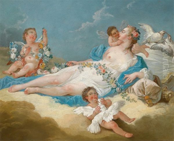 Auf Wolken Ruhende Venus Mit Amoretten Oil Painting by Eisen, Charles Joseph Dominique