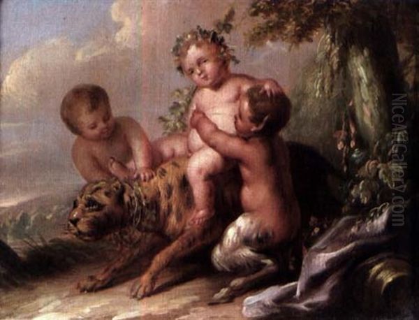 L'enfance De Bacchus Oil Painting by Eisen, Charles Joseph Dominique