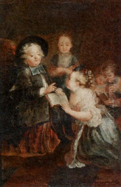 Amusing Children Oil Painting by Eisen, Charles Joseph Dominique