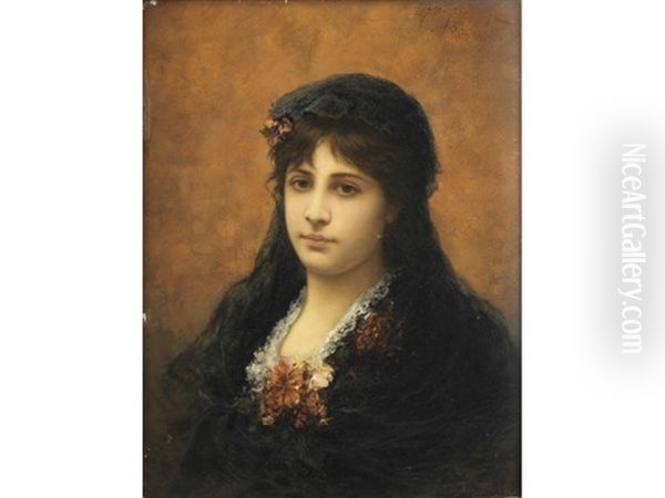 Portrait Of A Young Girl Oil Painting by Emile Eisman-Semenowsky