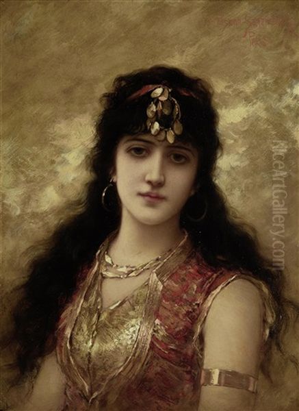 An Eastern Beauty Oil Painting by Emile Eisman-Semenowsky