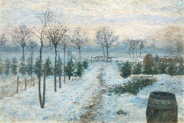 Winter In Uhlenhorst Oil Painting by Ernst (Wilhelm Heinrich E. ) Eitner