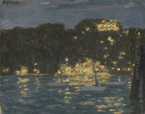 Sullberg Am Abend.  Ruckseitig: Sonnenblumen Oil Painting by Ernst (Wilhelm Heinrich E. ) Eitner