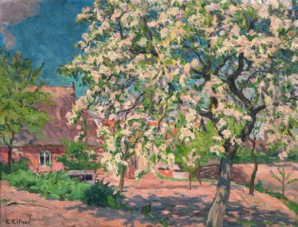 Bluhender Apfelbaum Oil Painting by Ernst (Wilhelm Heinrich E. ) Eitner