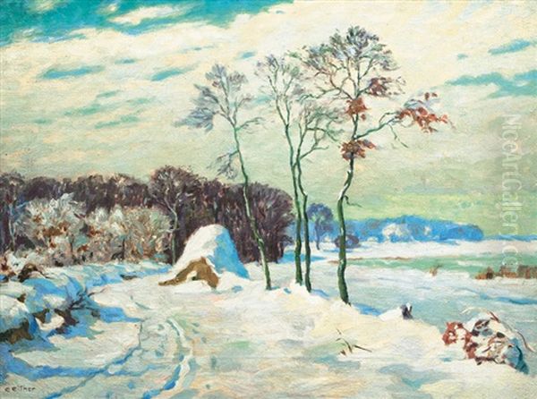 Sunny Winter Day Oil Painting by Ernst (Wilhelm Heinrich E. ) Eitner