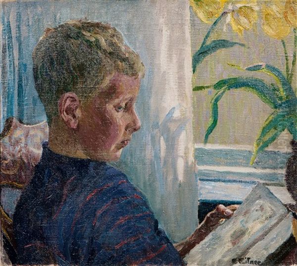 Georg, The Artist's Son Oil Painting by Ernst (Wilhelm Heinrich E. ) Eitner