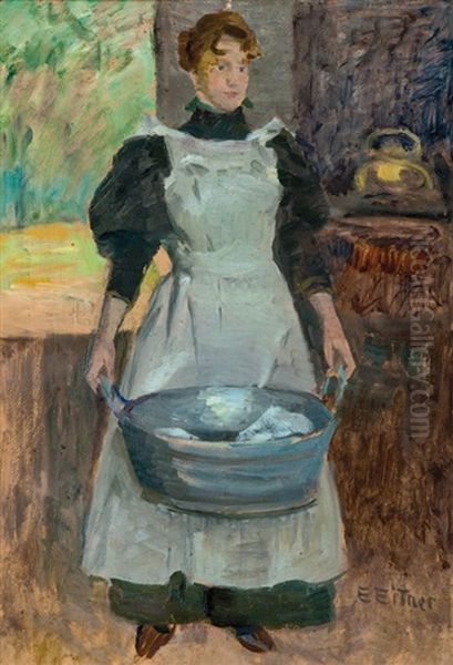 Selma Bisling, The Artist's Sister-in-law Oil Painting by Ernst (Wilhelm Heinrich E. ) Eitner