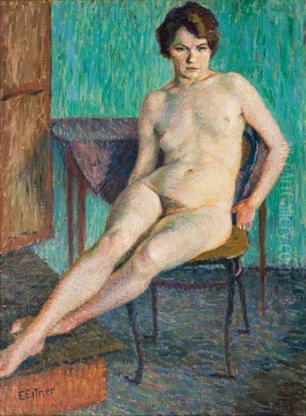 Female Nude Oil Painting by Ernst (Wilhelm Heinrich E. ) Eitner