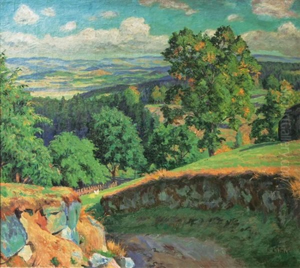 View Of The Giant Mountains Oil Painting by Ernst (Wilhelm Heinrich E. ) Eitner