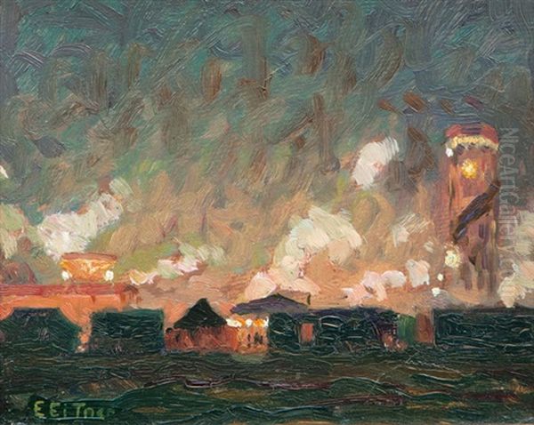 Hamburg Annual Fair Oil Painting by Ernst (Wilhelm Heinrich E. ) Eitner