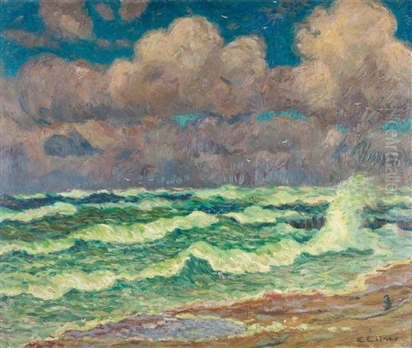 Sturm (sylt) Oil Painting by Ernst (Wilhelm Heinrich E. ) Eitner