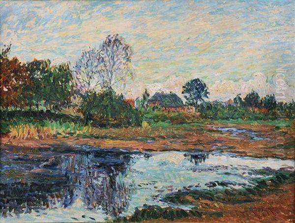 By The Pond Oil Painting by Ernst (Wilhelm Heinrich E. ) Eitner