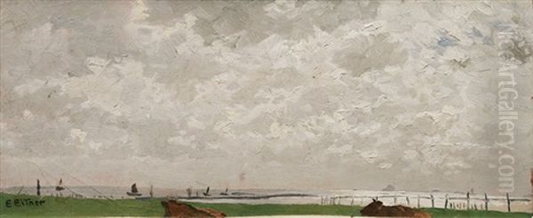 By The Elbe Oil Painting by Ernst (Wilhelm Heinrich E. ) Eitner