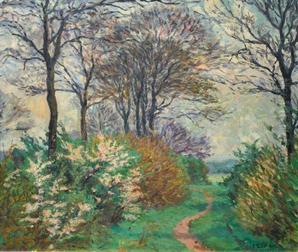 Forest Path In Early Spring Oil Painting by Ernst (Wilhelm Heinrich E. ) Eitner