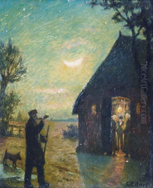 Nightwatch Oil Painting by Ernst (Wilhelm Heinrich E. ) Eitner