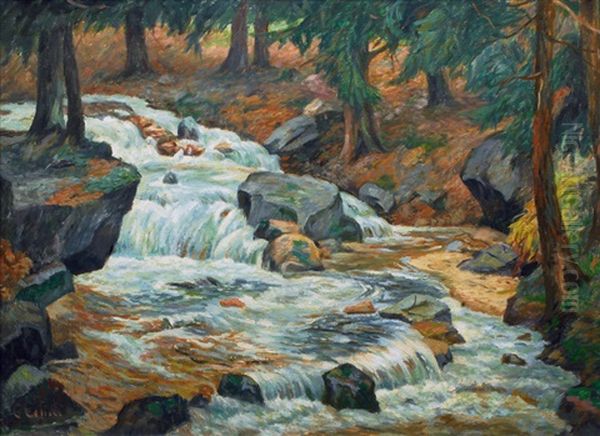 The Bode Cascade In The Harz Oil Painting by Ernst (Wilhelm Heinrich E. ) Eitner