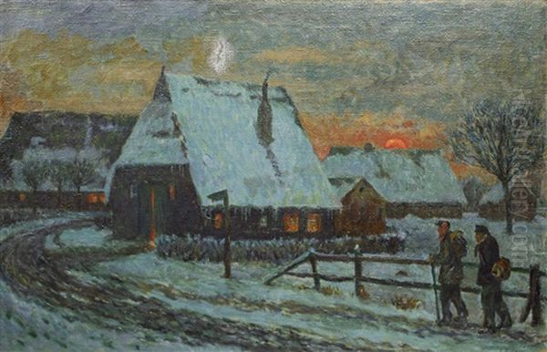 House In Hummelsbuttel Oil Painting by Ernst (Wilhelm Heinrich E. ) Eitner