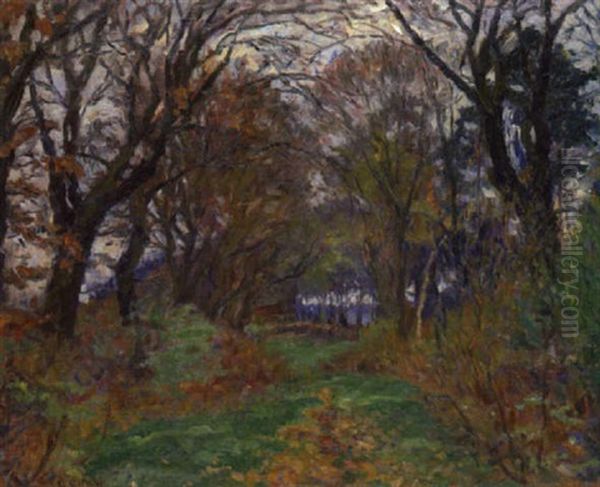 Waldweg Im Herbst Oil Painting by Ernst (Wilhelm Heinrich E. ) Eitner