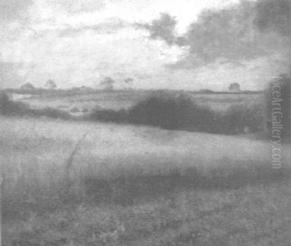 Sommerliche Landschaft Unter Wolkigem Himmel Oil Painting by Ernst (Wilhelm Heinrich E. ) Eitner