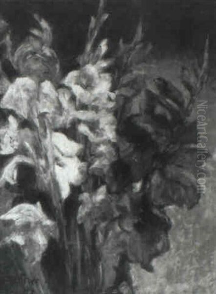 Gladiolen Oil Painting by Ernst (Wilhelm Heinrich E. ) Eitner
