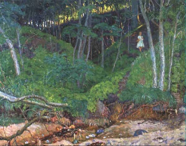 Madchen Im Walde Oil Painting by Ernst (Wilhelm Heinrich E. ) Eitner