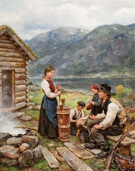 Etter Andejakten Oil Painting by Jahn Ekenaes