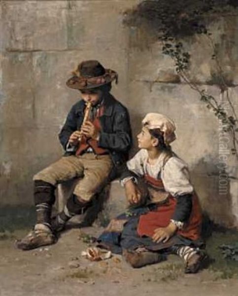 Floytespilleren Oil Painting by Jahn Ekenaes