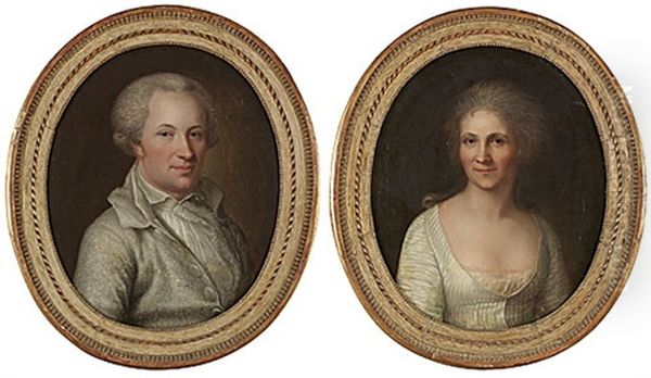 Portratt Av Herre (+ Portratt Av Dam; Pair) Oil Painting by Anders Eklund