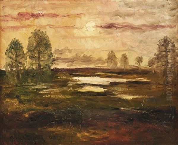 Soldisigt Landskap Oil Painting by Per Ekstroem