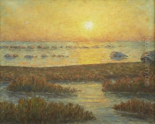 Soluppgang Over Vatten Oil Painting by Per Ekstroem