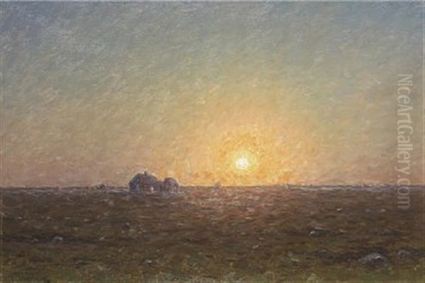 Olandsk Gard I Solnedgang Oil Painting by Per Ekstroem